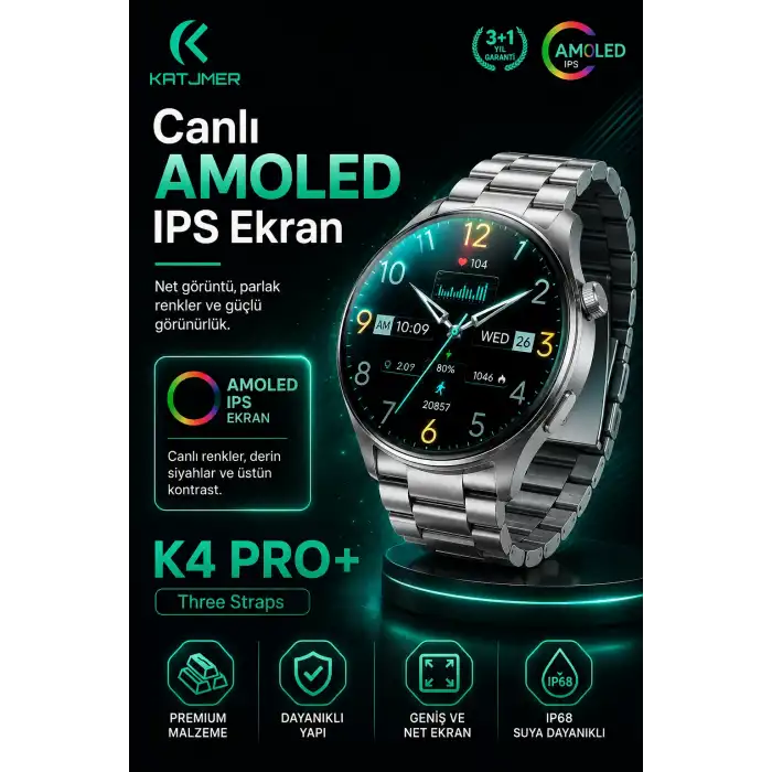 Spor Modlu Bildirim Özellikli Akıllı Saat Metal Kordonlu Üç Kayışlı Günlük Kullanım Seti