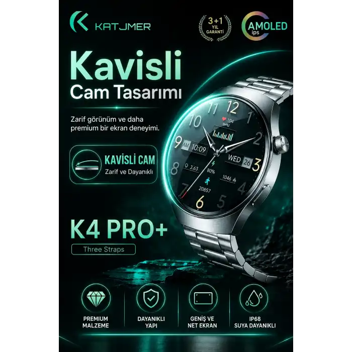 Spor Modlu Bildirim Özellikli Akıllı Saat Metal Kordonlu Üç Kayışlı Günlük Kullanım Seti