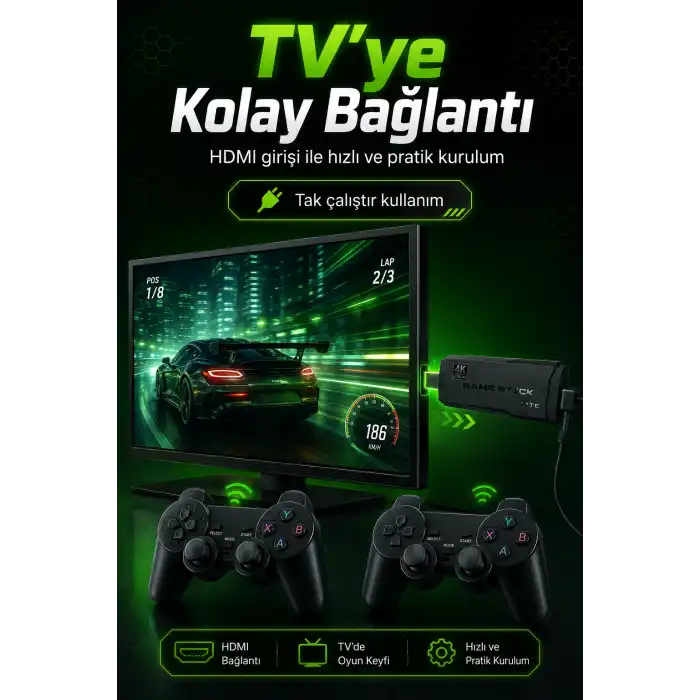 2.4G Kablosuz Oyun Konsolu HDMI TV Bağlantılı Çift Kollu Klasik Oyun Seti