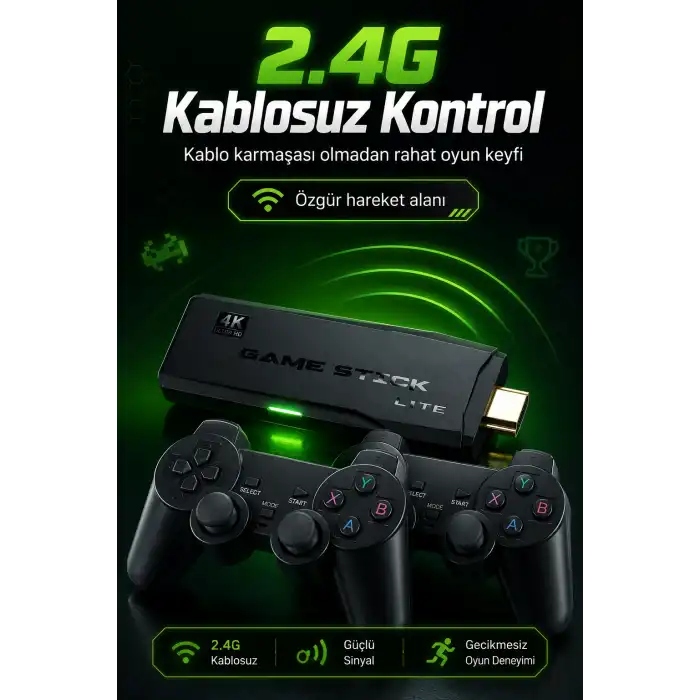 2.4G Kablosuz Oyun Konsolu HDMI TV Bağlantılı Çift Kollu Klasik Oyun Seti
