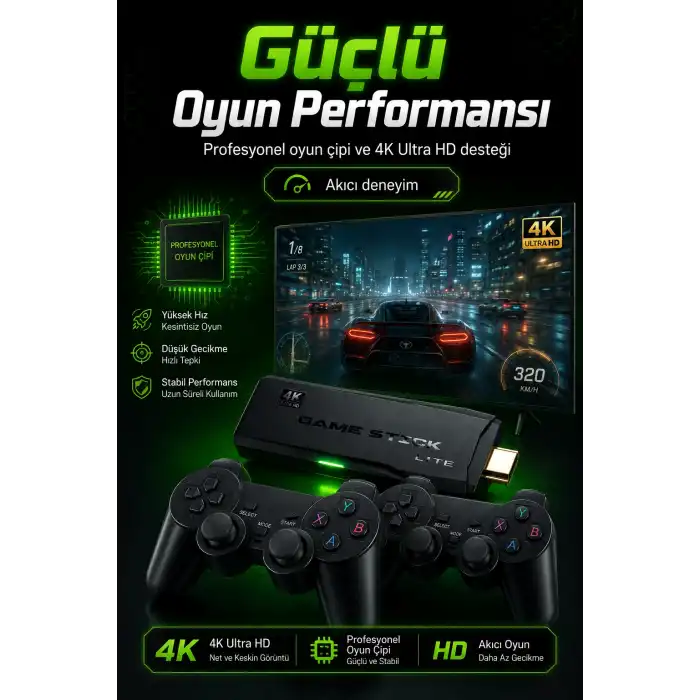 2.4G Kablosuz Oyun Konsolu HDMI TV Bağlantılı Çift Kollu Klasik Oyun Seti