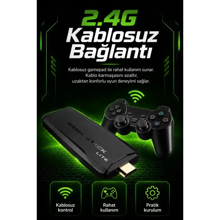 TV Uyumlu Kablosuz Oyun Konsolu Çift Gamepadli Klasik Arcade Oyun Cihazı Seti