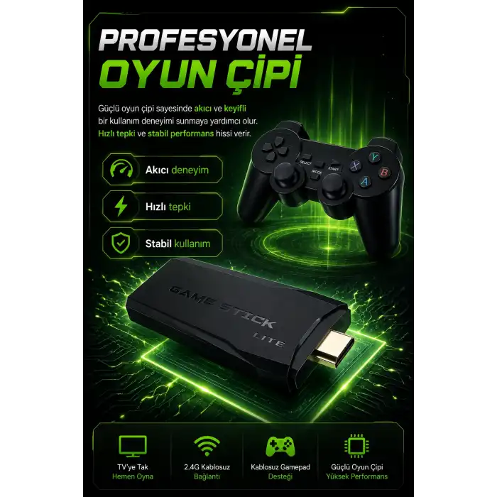 TV Uyumlu Kablosuz Oyun Konsolu Çift Gamepadli Klasik Arcade Oyun Cihazı Seti