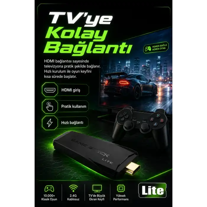 TV Uyumlu Kablosuz Oyun Konsolu Çift Gamepadli Klasik Arcade Oyun Cihazı Seti