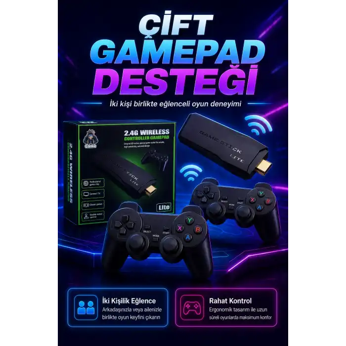 2.4G Kablosuz Gamepadli Mini Oyun Konsolu HDMI Destekli Retro Oyun Cihazı Seti
