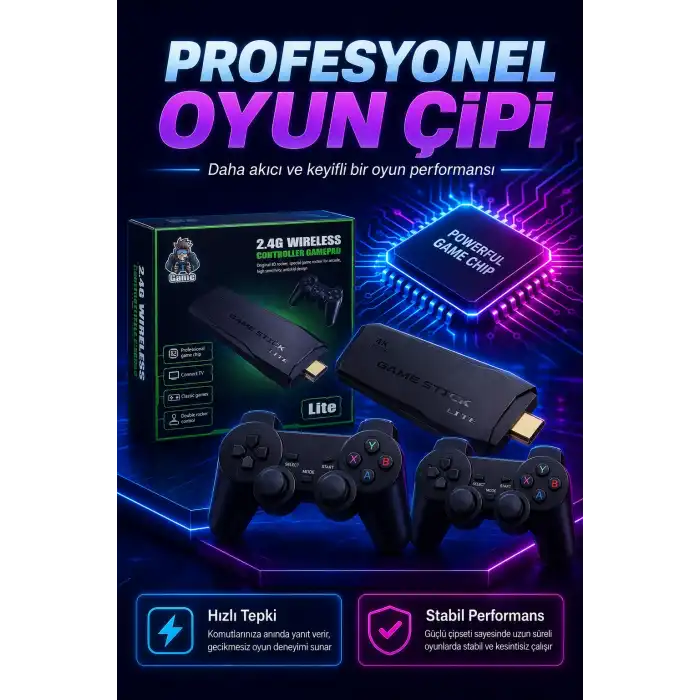 2.4G Kablosuz Gamepadli Mini Oyun Konsolu HDMI Destekli Retro Oyun Cihazı Seti