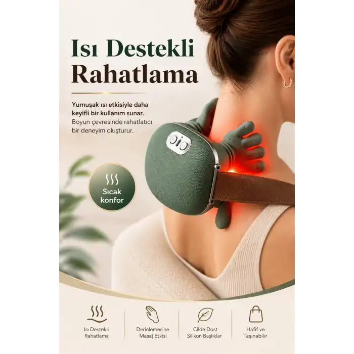 Isıtmalı Boyun Ve Omuz Masaj Aleti Rahatlatıcı Yoğurma Masaj Özellikli Kullanışlı Model