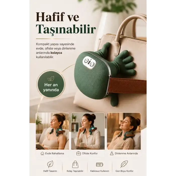 Isıtmalı Boyun Ve Omuz Masaj Aleti Rahatlatıcı Yoğurma Masaj Özellikli Kullanışlı Model
