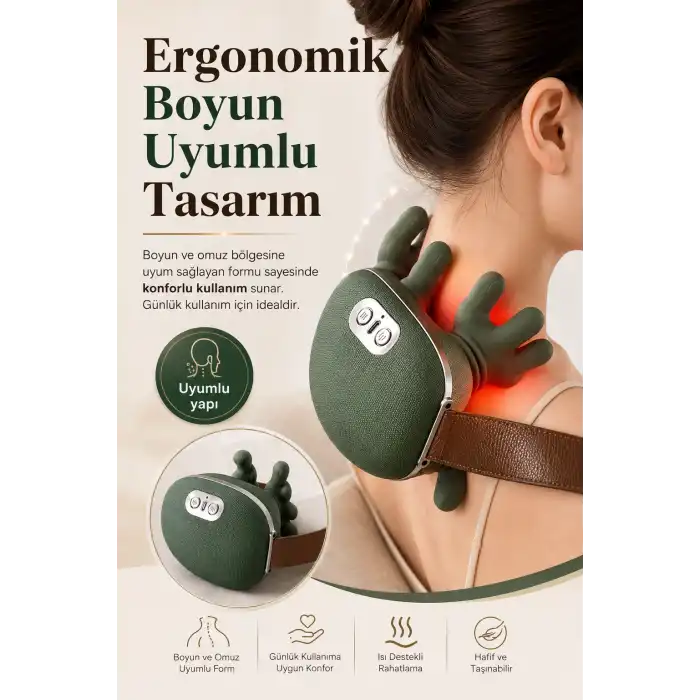 Isıtmalı Boyun Ve Omuz Masaj Aleti Rahatlatıcı Yoğurma Masaj Özellikli Kullanışlı Model