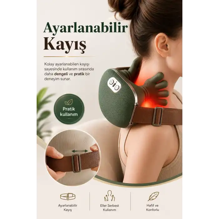 Isıtmalı Boyun Ve Omuz Masaj Aleti Rahatlatıcı Yoğurma Masaj Özellikli Kullanışlı Model