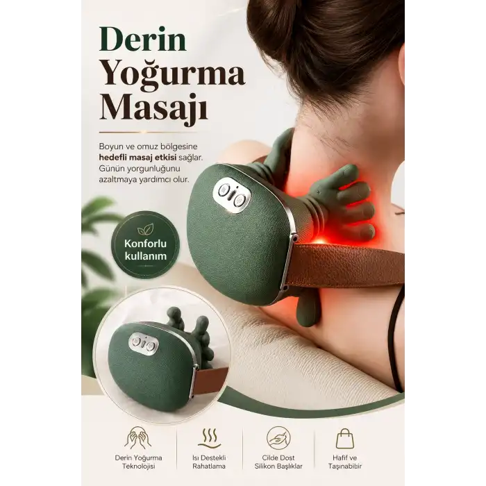 Isıtmalı Boyun Ve Omuz Masaj Aleti Rahatlatıcı Yoğurma Masaj Özellikli Kullanışlı Model