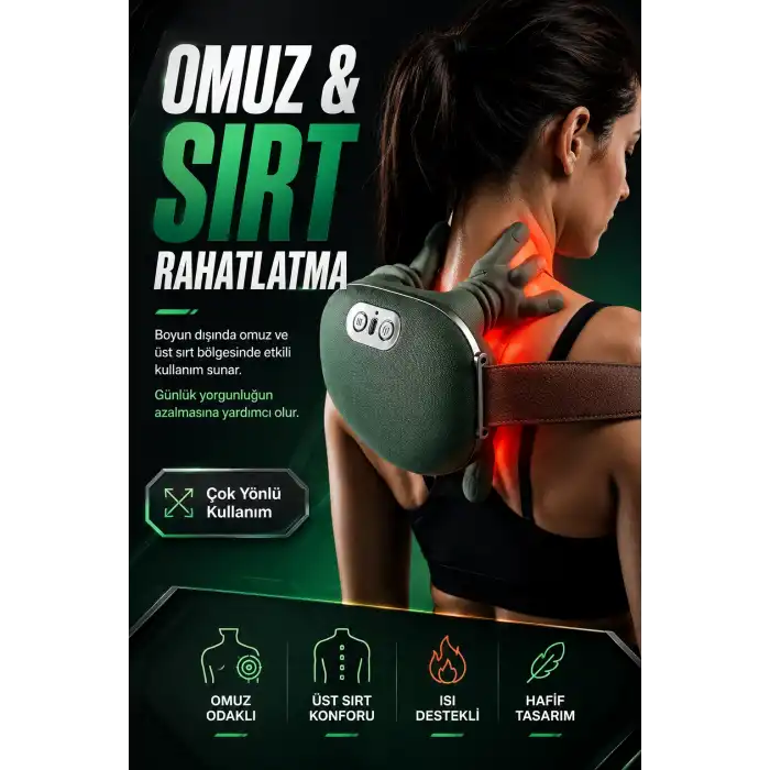 Taşınabilir Boyun Omuz Masaj Aleti Isı Destekli Rahatlatıcı Masaj Fonksiyonlu