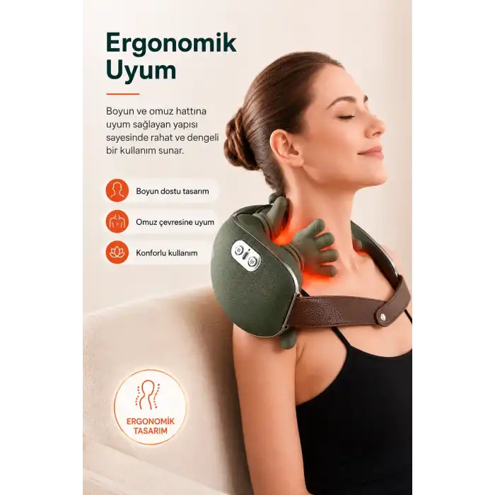 Ense Ve Omuz Bölgesi İçin Isıtmalı Masaj Aleti Yumuşak Dokulu Ergonomik Tasarım
