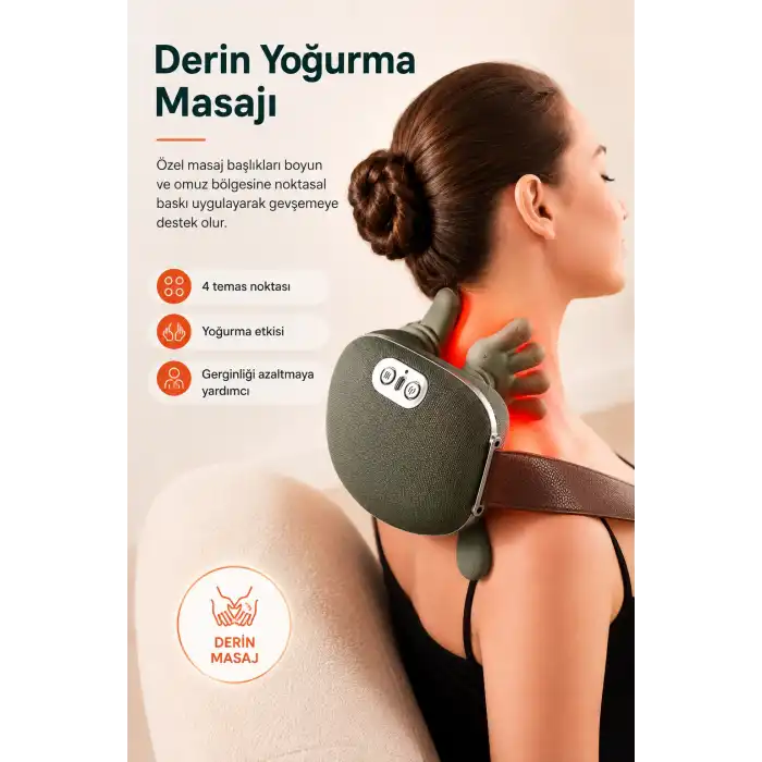 Ense Ve Omuz Bölgesi İçin Isıtmalı Masaj Aleti Yumuşak Dokulu Ergonomik Tasarım