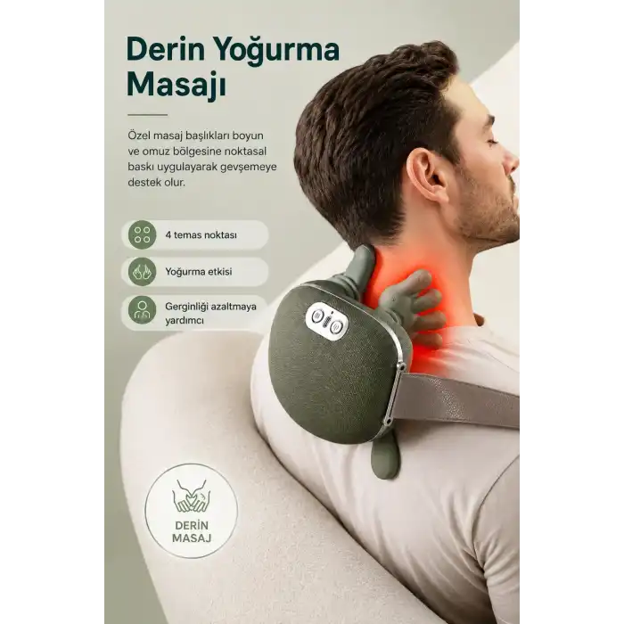 Çok Fonksiyonlu Boyun Masaj Cihazı Isı Destekli Omuz Ve Ense Rahatlatıcı Kullanım