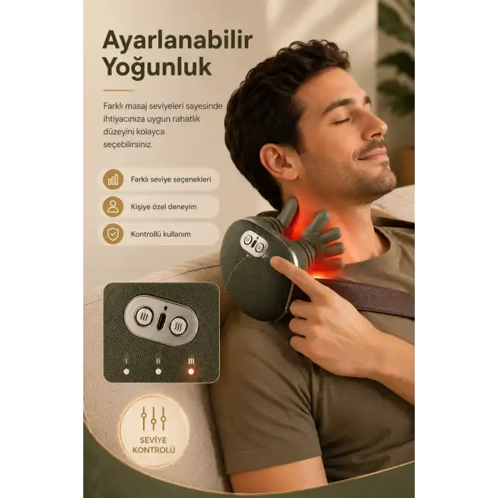 Çok Fonksiyonlu Boyun Masaj Cihazı Isı Destekli Omuz Ve Ense Rahatlatıcı Kullanım
