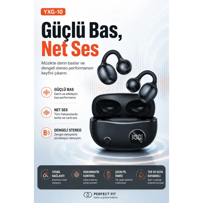 Kulak Kancalı Kablosuz Bluetooth Kulaklık Şarj Kutulu Mikrofonlu Spor Kullanım
