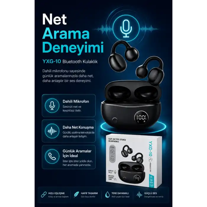 Şarj Kutulu Kulak Kancalı Bluetooth Kulaklık Mikrofonlu Müzik Ve Görüşme Uyumlu