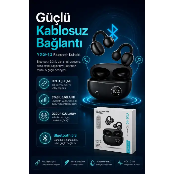 Şarj Kutulu Kulak Kancalı Bluetooth Kulaklık Mikrofonlu Müzik Ve Görüşme Uyumlu