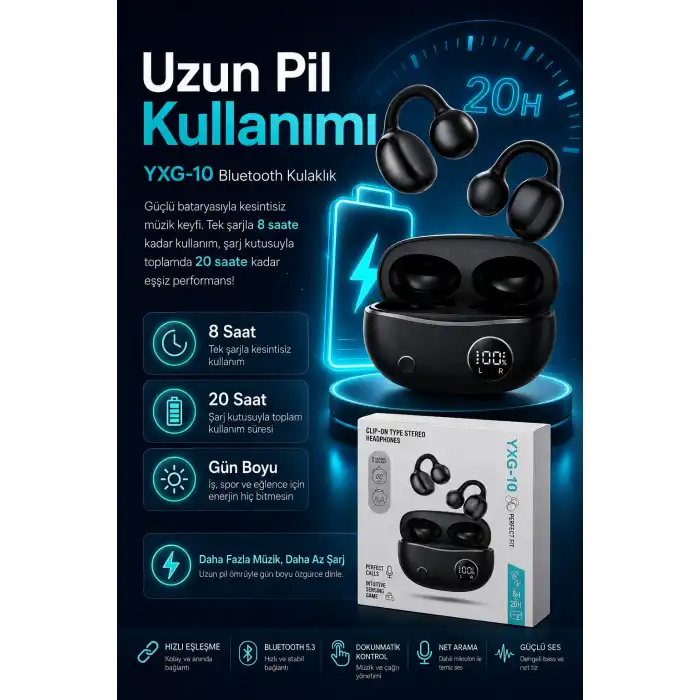 Şarj Kutulu Kulak Kancalı Bluetooth Kulaklık Mikrofonlu Müzik Ve Görüşme Uyumlu