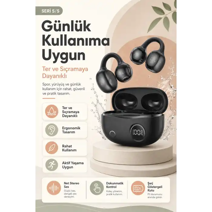 Kancalı Tasarımlı Kablosuz Kulaklık Kulak İçi Rahat Kullanım Ve Uzun Süreli Dinleme