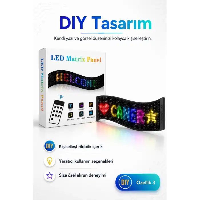 Renkli LED Kayan Yazı Paneli Uzaktan Kumandalı Metin Saat Ve Tarih Gösterimli