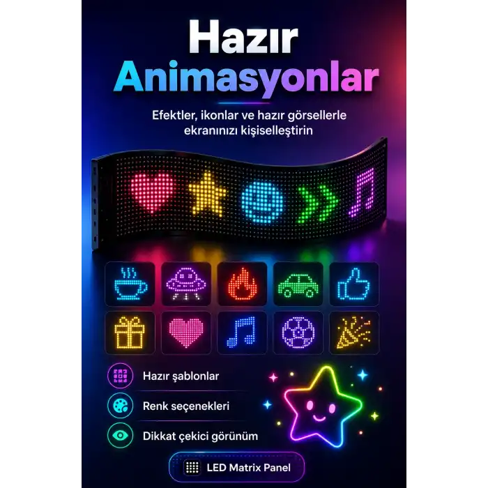 Araç Mağaza Ve Vitrin İçin Renkli LED Kayan Yazı Paneli Kumandalı Ekran