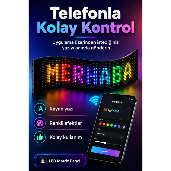 Araç Mağaza Ve Vitrin İçin Renkli LED Kayan Yazı Paneli Kumandalı Ekran