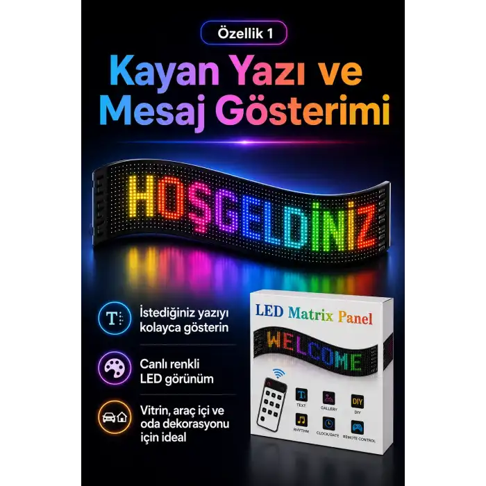 Çok Fonksiyonlu LED Matrix Panel Kayan Yazı Tabelası Saat Tarih Ve Metin Destekli
