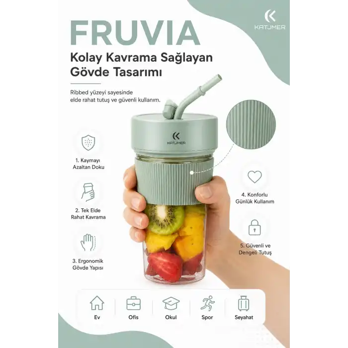 Seyahat Uyumlu Taşınabilir Meyve Sıkacağı Karıştırıcı Blender Pipetli Bardak Modeli