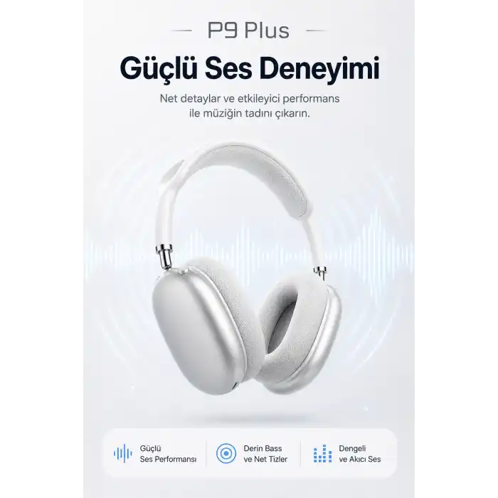 Kulak Üstü Kablosuz Bluetooth Kulaklık Yumuşak Pedli Mikrofonlu Günlük Kullanım