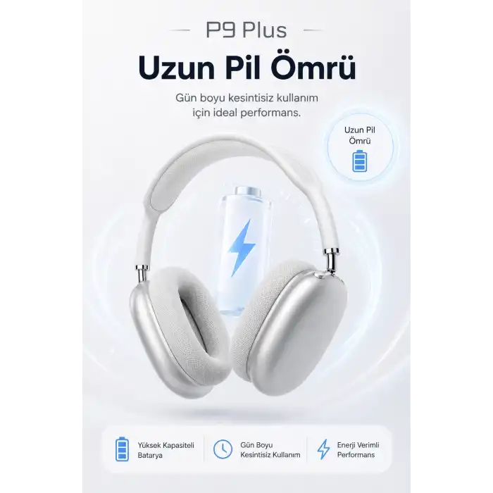 Kulak Üstü Kablosuz Bluetooth Kulaklık Yumuşak Pedli Mikrofonlu Günlük Kullanım