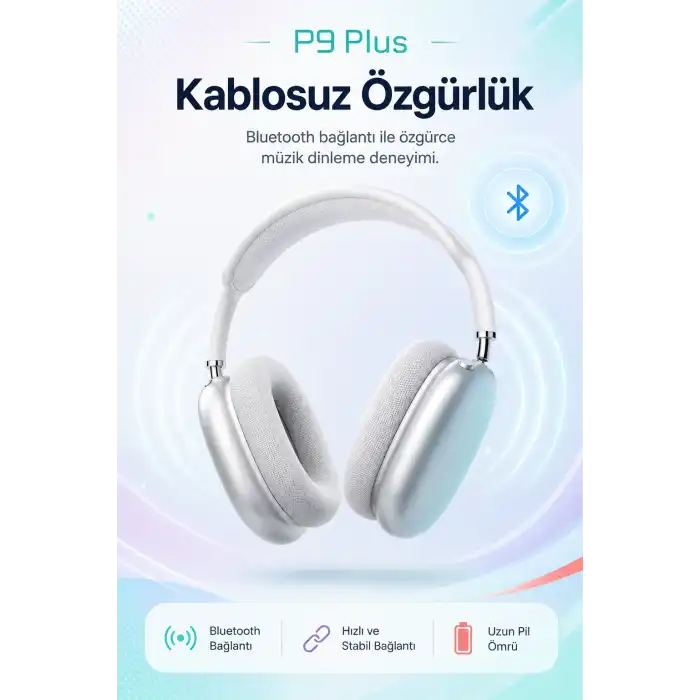 Şarjlı Kulak Üstü Stereo Kulaklık Bluetooth Uyumlu Müzik Ve Görüşme Destekli