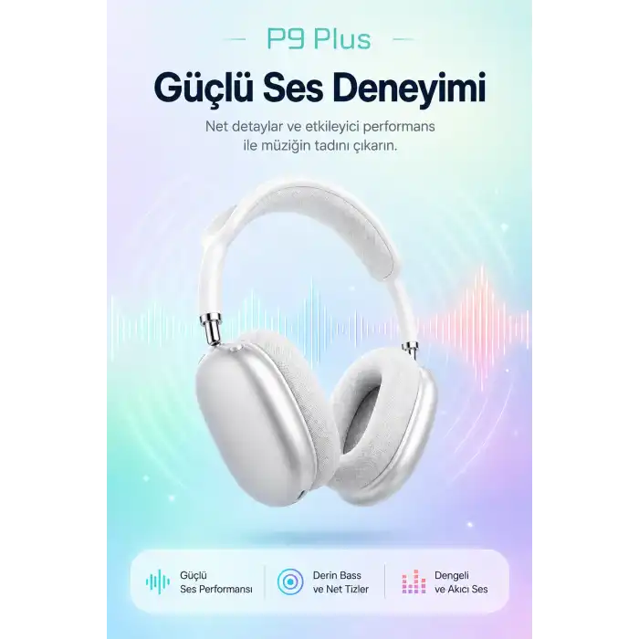 Şarjlı Kulak Üstü Stereo Kulaklık Bluetooth Uyumlu Müzik Ve Görüşme Destekli