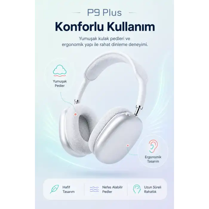 Şarjlı Kulak Üstü Stereo Kulaklık Bluetooth Uyumlu Müzik Ve Görüşme Destekli