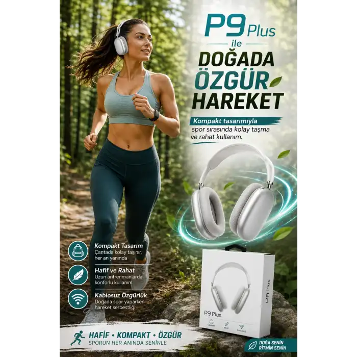 Katlanabilir Kablosuz Kulaklık Kulak Üstü Rahat Pedli Taşınabilir Stereo Model