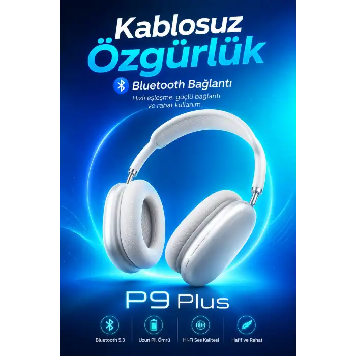 Bluetooth Bağlantılı Kulak Üstü Kulaklık Mikrofonlu Yumuşak Pedli Modern Tasarım