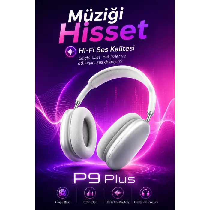 Bluetooth Bağlantılı Kulak Üstü Kulaklık Mikrofonlu Yumuşak Pedli Modern Tasarım