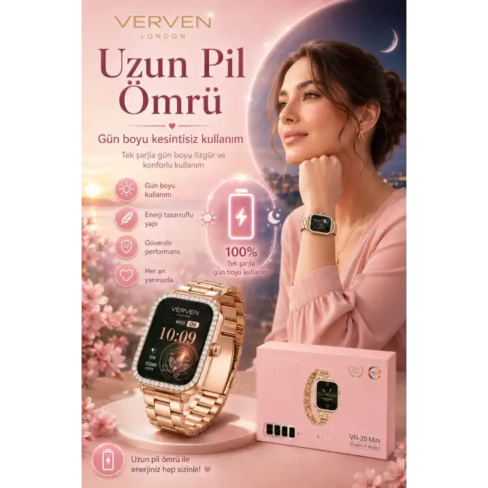 Kadın Kullanımına Uygun Akıllı Saat Dört Çift Kordonlu Şık Tasarımlı Dokunmatik Model