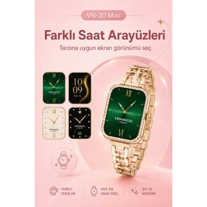 Dört Kordon Seçenekli Mini Akıllı Saat Bildirim Ve Spor Takip Özellikli Kullanım Seti