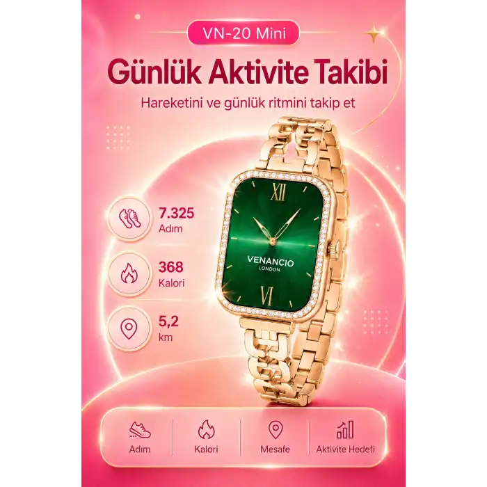 Gold Renk Tasarımlı Akıllı Saat Çoklu Kordonlu Dokunmatik Ekran Günlük Kullanım