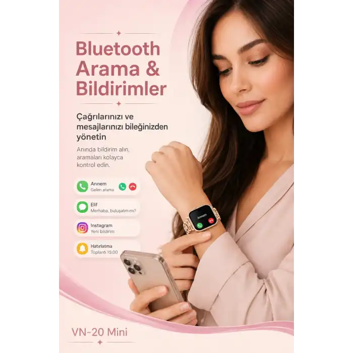 Şık Tasarımlı Mini Akıllı Saat Dört Çift Kayışlı Telefon Uyumlu Bildirim Destekli