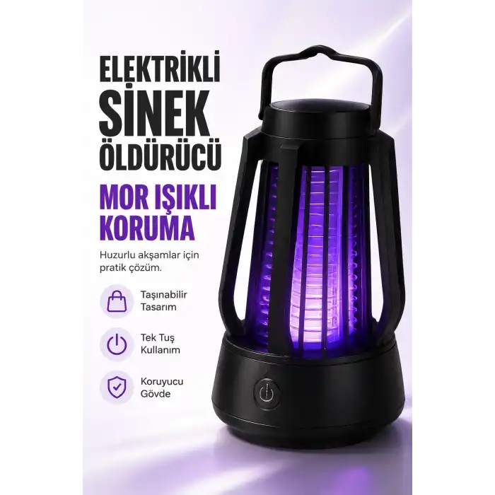 Elektrikli Sinek Öldürücü Mor Işıklı Taşınabilir Haşere Lambası Tek Tuşlu Cihaz