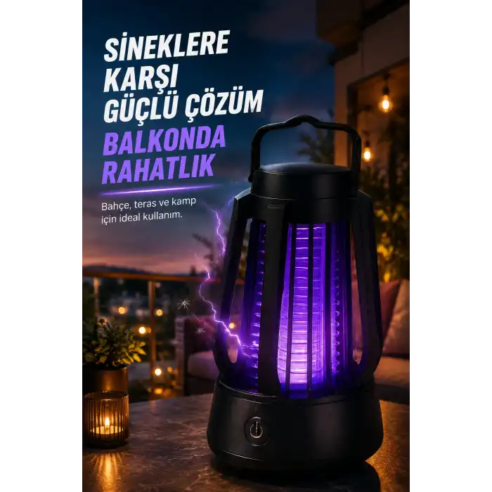 Mor Işıklı Elektrikli Sinek Öldürücü Lamba Balkon Bahçe Kamp Kullanım Cihazı