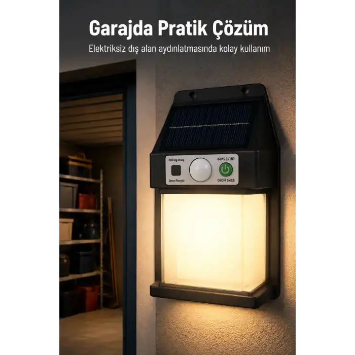 Güneş Enerjili Sensörlü Solar Aplik Dış Mekan Kapı Bahçe Balkon Garaj Duvar Işığı