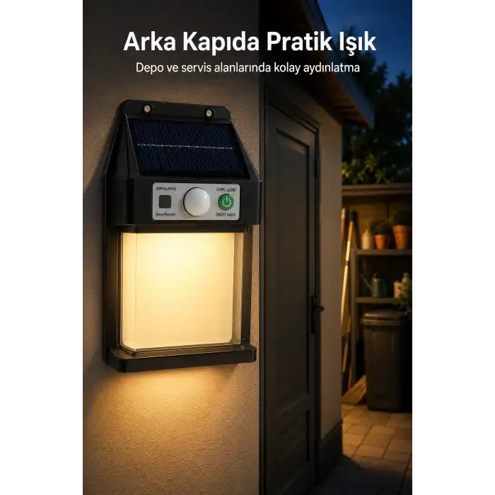Güneş Enerjili Sensörlü Solar Aplik Dış Mekan Kapı Bahçe Teras Duvar Aydınlatma