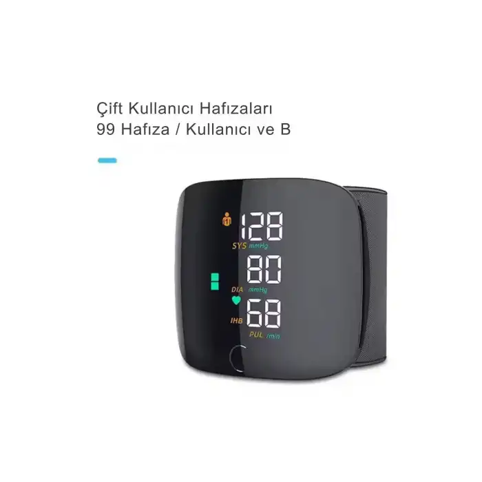 Dijital Türkçe Konuşan Bilekten Tam Otomatik Tansiyon Ölçme Aleti Renkli Akıllı LCD Sesli Uyarı