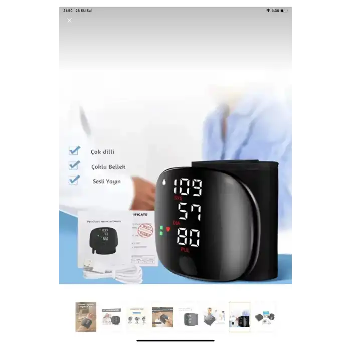 Konuşan Sesli Şarjlı Tansiyon Aleti Profil Kayıtlı Lcd Dokunmatik Ekran