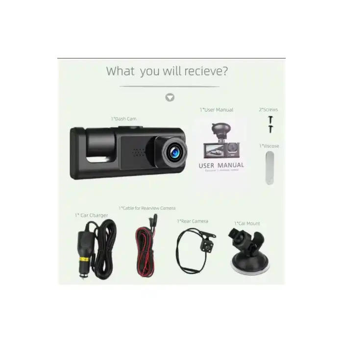 3 Kanal Araba DVR HD 1080P 3 Lensli Araç İçi KameraÜç Yönlü Kamera DVR araç kamera
