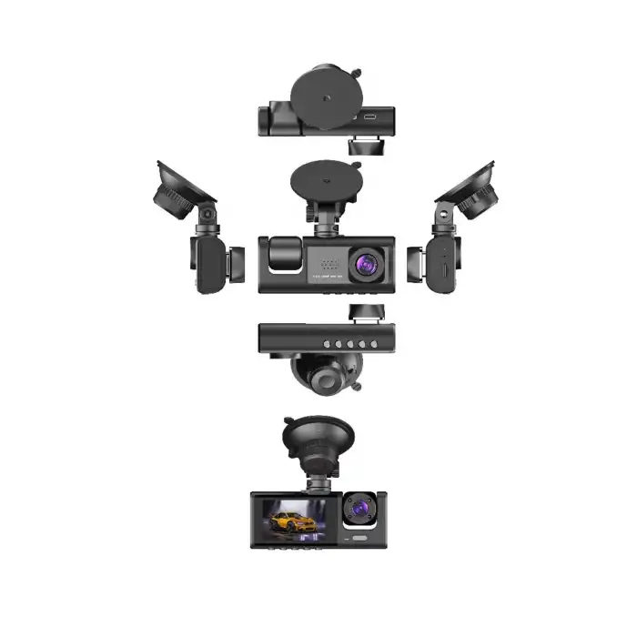 64GB Araç İçi Kamera 3 Kameralı (Yol + Araç İçi+ Arka) FHD Video Kayıt Mikrofonlu Türkçe CC-33